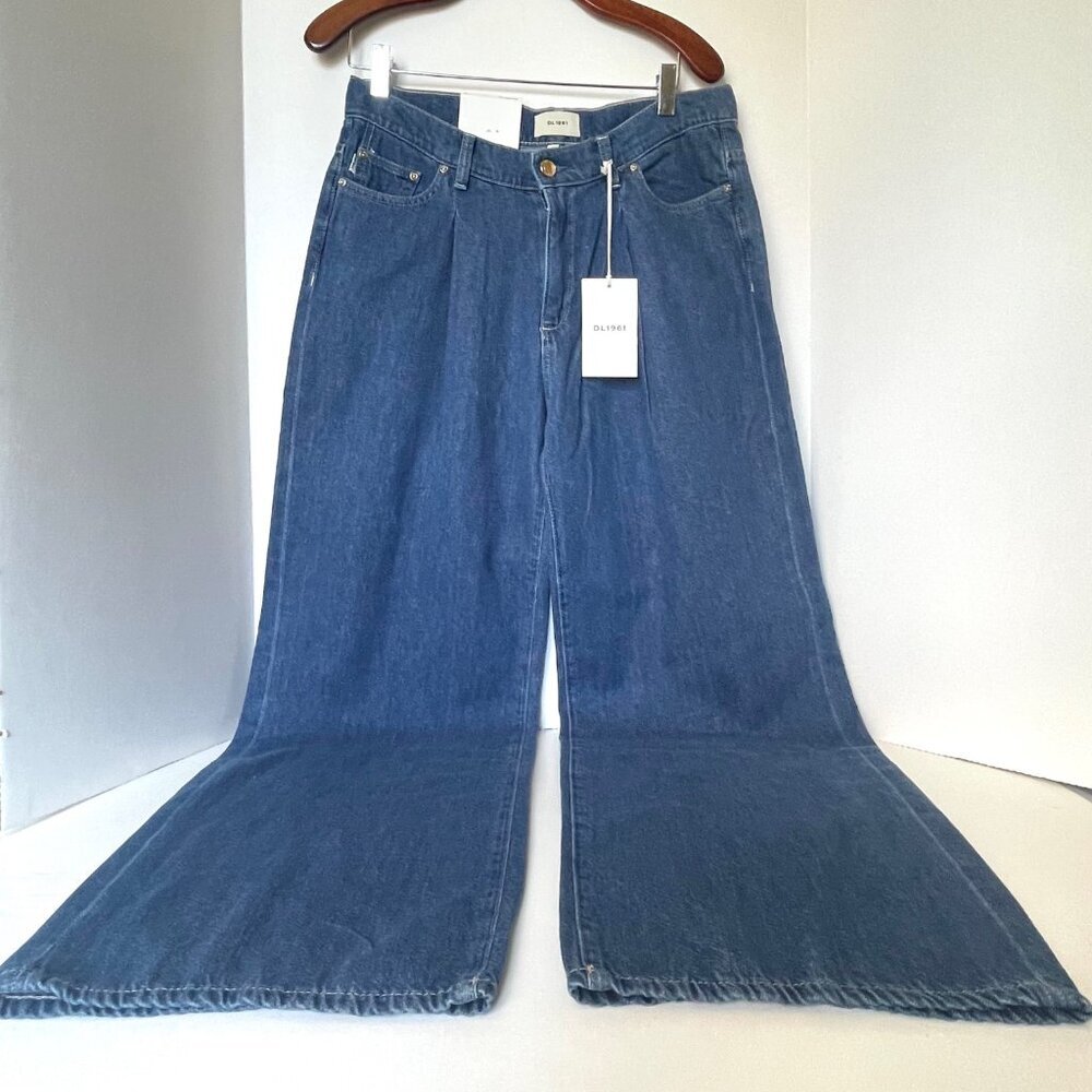 DL1961 Isabel Pleated Mid Rise Wide Leg Jeans Womens 28 North Beach Blue - Picture 2 of 11